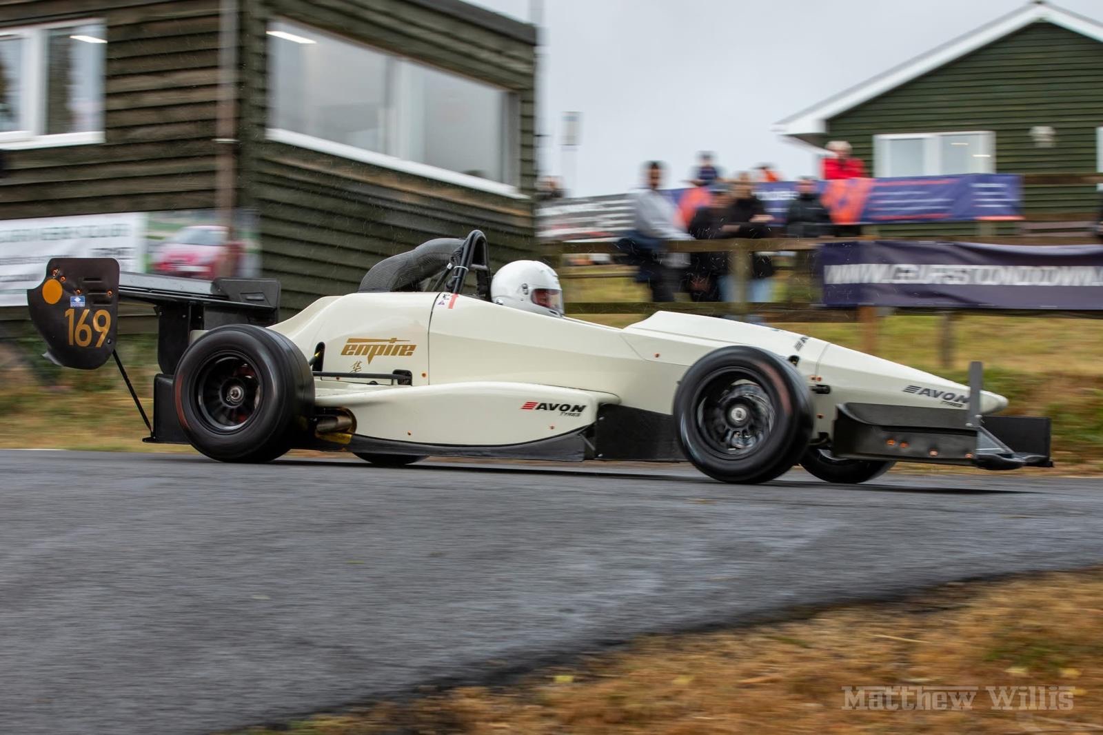 Dylan Ferret competing in his white 1600cc Empire Evo 3