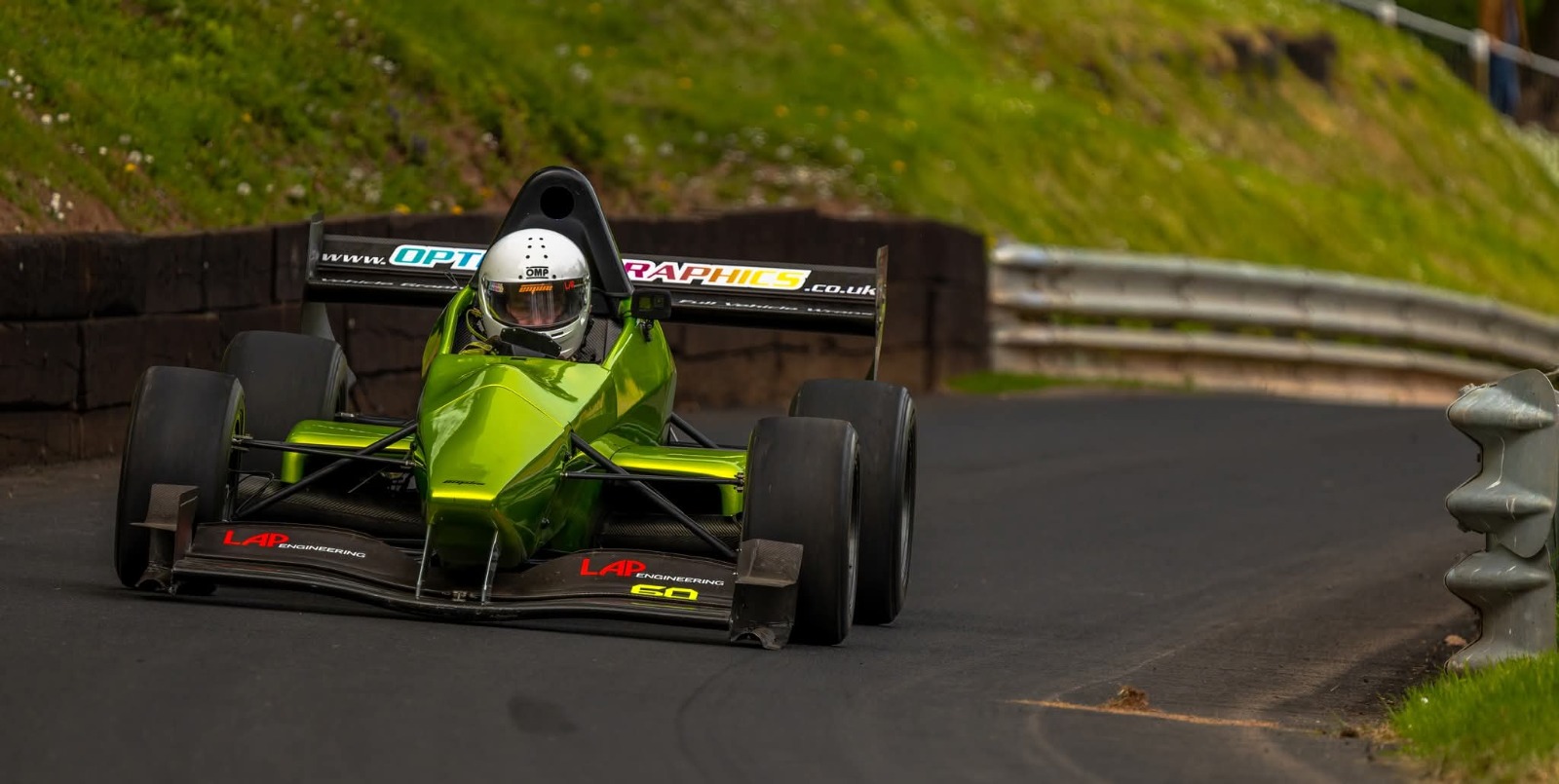 Michael White competing in his green Empire