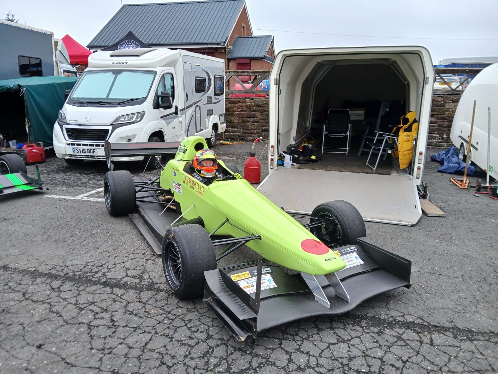 Tom Graham with his green Empire in the paddock
